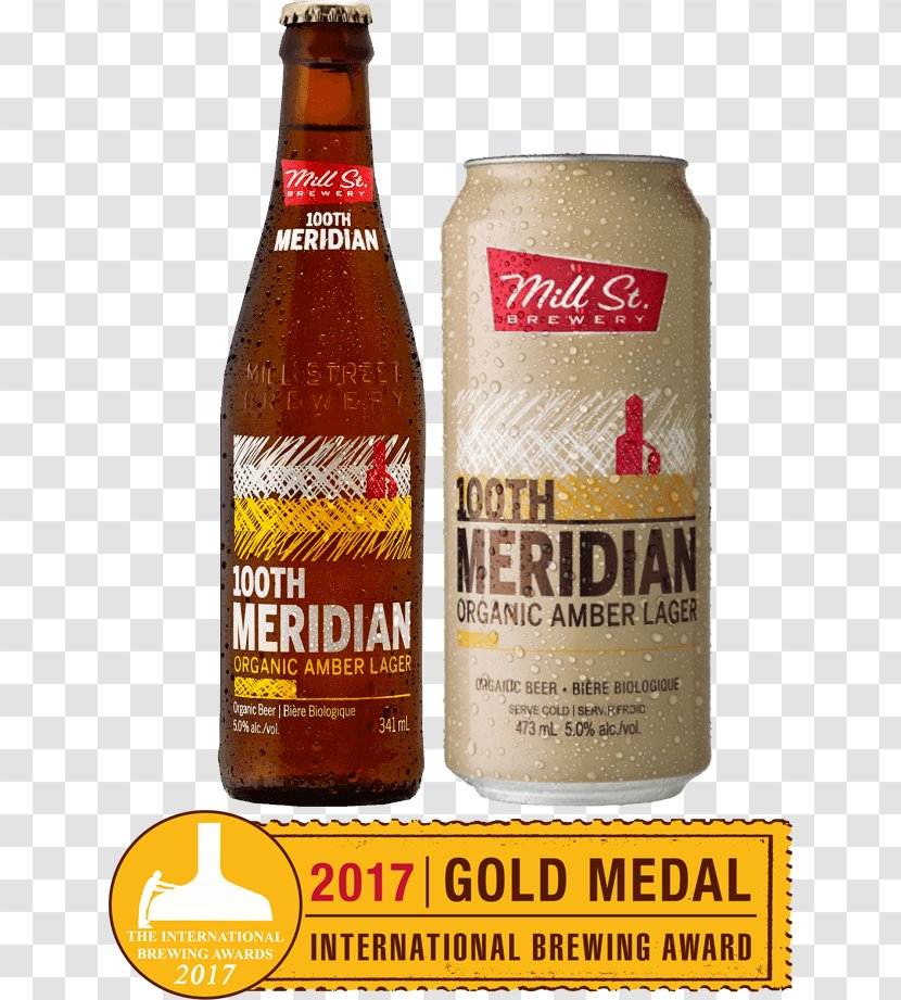 Beer Bottle Mill Street Brewery 100th Meridian West Lager - Hops Transparent PNG