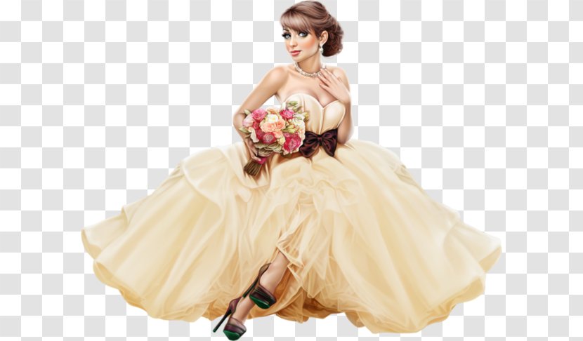 Woman Wedding Dress Poser Clip Art - Cartoon Transparent PNG