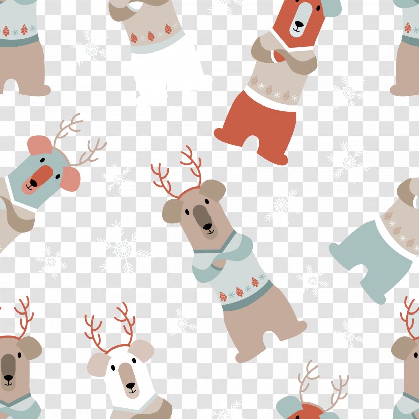 Dog Cartoon Download - Christmas Ornament - Reindeer Seamless Background Vector Material Transparent PNG
