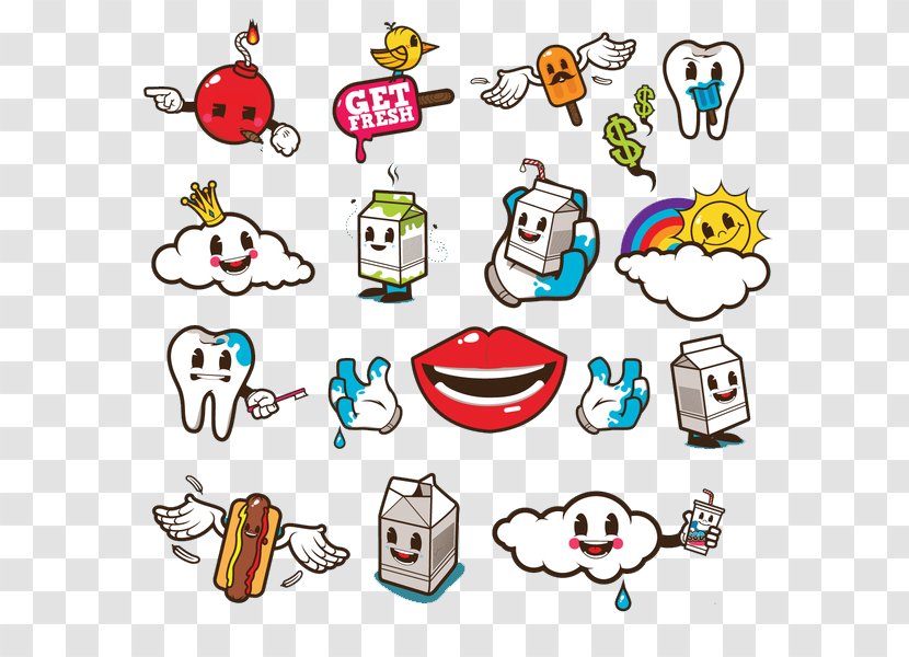 Cartoon Drawing Animation - Artwork - Teeth And Milk Transparent PNG