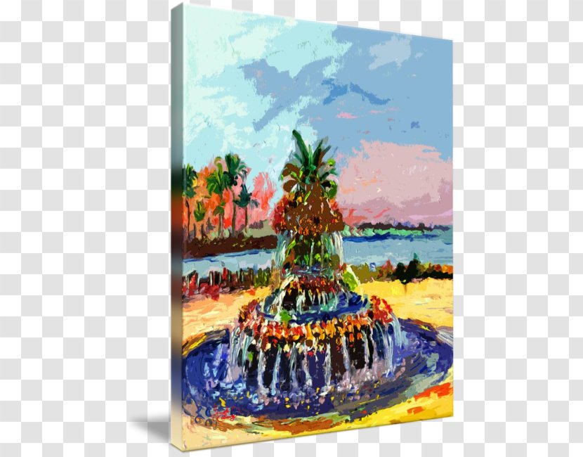 Pineapple Fountain Canvas Print Art Oil Painting Reproduction - Work Of - Painted Transparent PNG