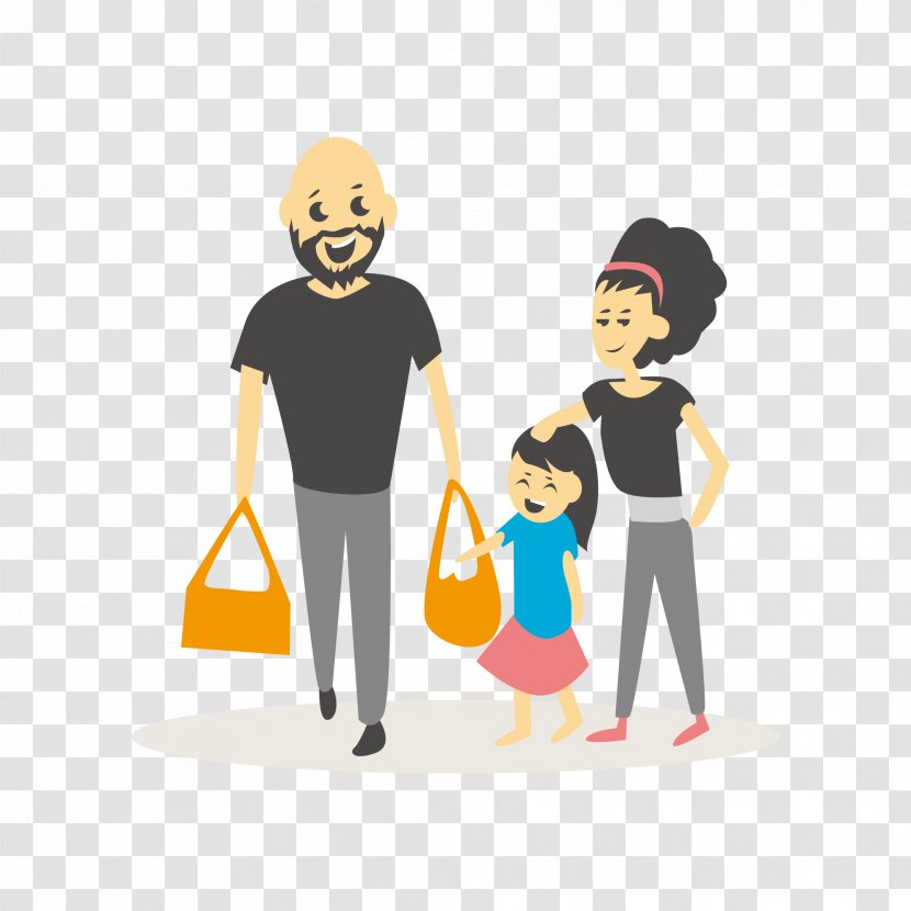 Family Shopping Illustration - Flat Design - Happy Transparent PNG