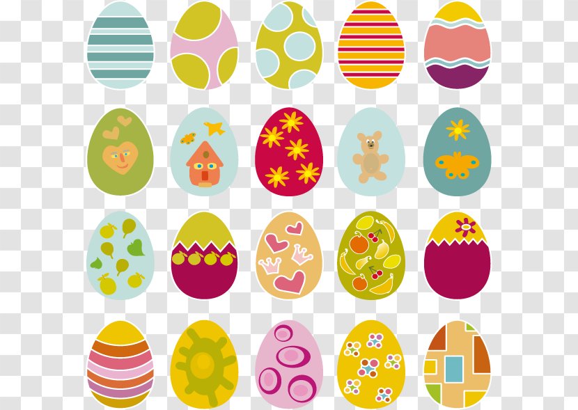 Easter Bunny Egg Pattern - Ornament - Vector Flat Colored Eggs Transparent PNG