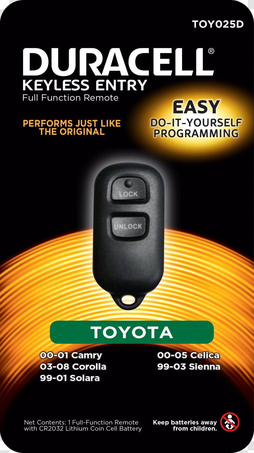 Remote Keyless System Car Chevrolet Duracell - Brand Transparent PNG