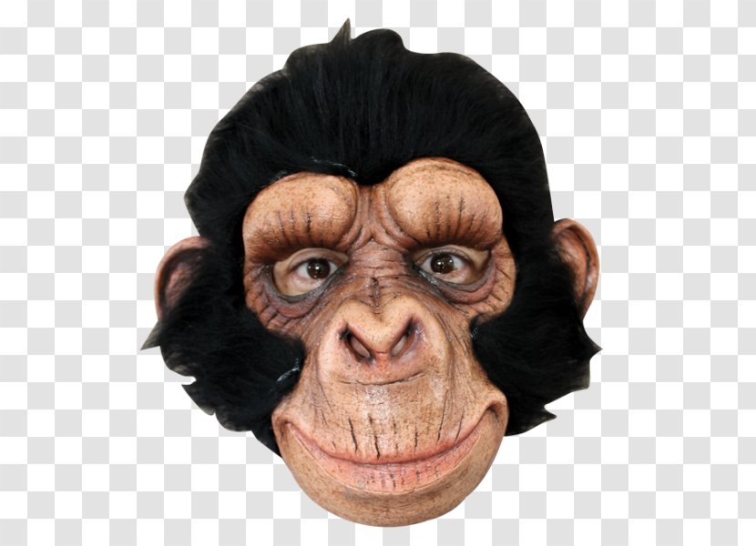 Chimpanzee Ape Latex Mask Halloween Costume - Head - Clown Hands On Transparent PNG