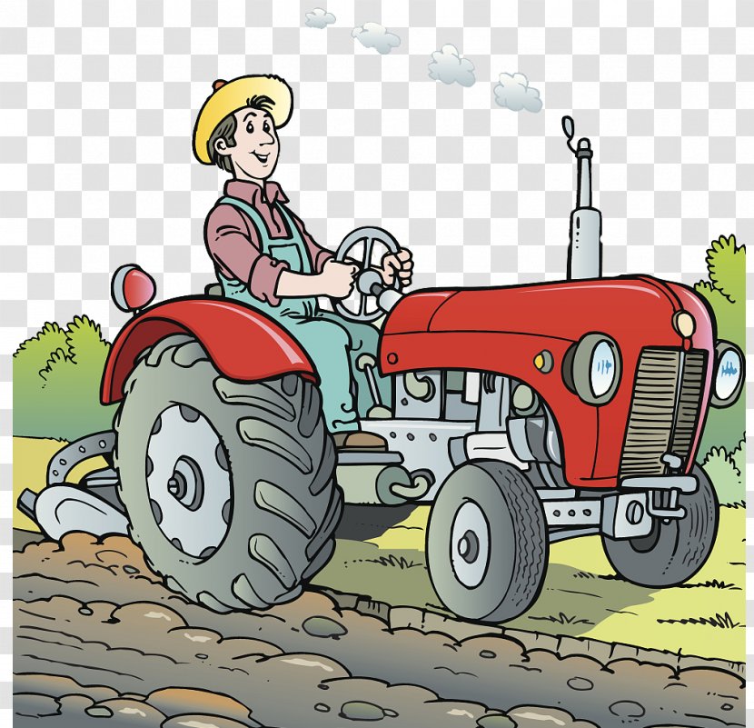 Tractor Agriculture Farm Cartoon Illustration - Illustration; Tractor; Planting Transparent PNG
