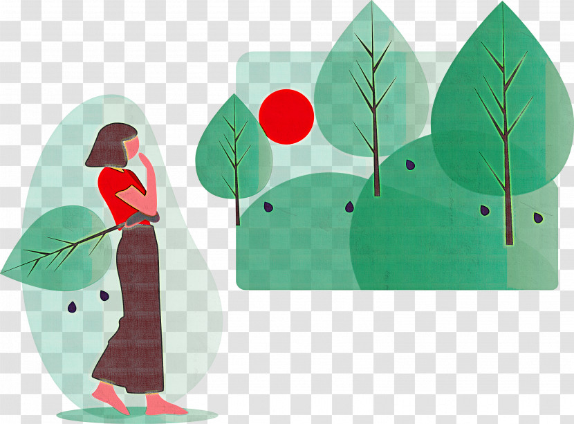 Forest Tree Girl Transparent PNG
