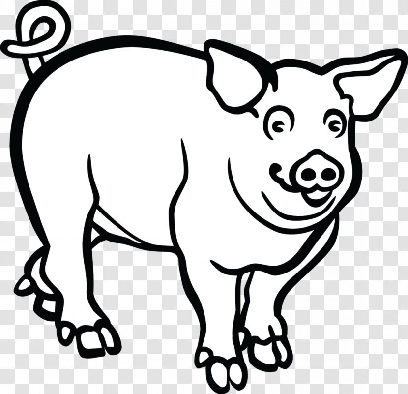 Large White Pig Black Middle Clip Art - Horse Like Mammal - Cow Transparent PNG