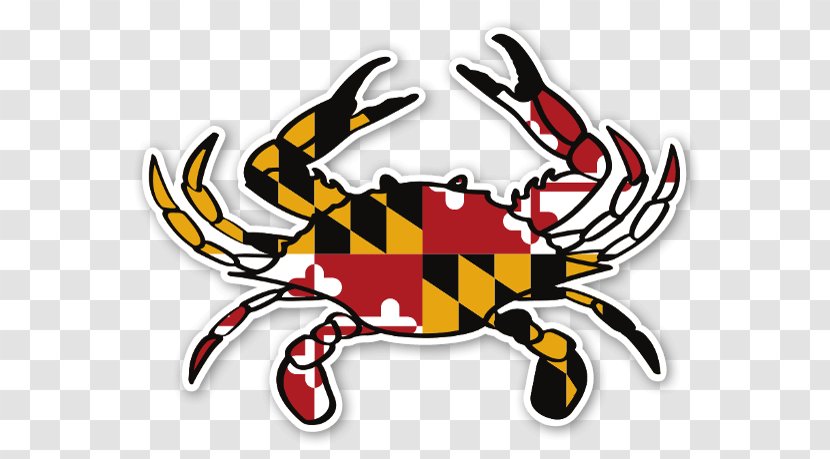 Crab Flag Of Maryland Sticker - Seafood - Graffiti Skull Transparent PNG