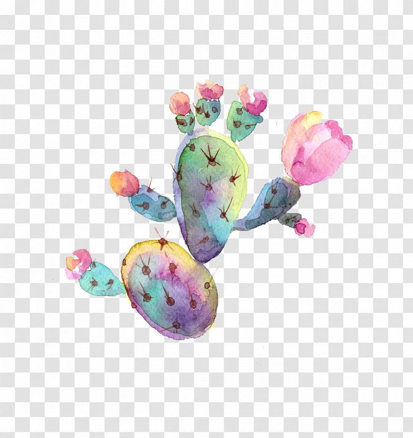 Watercolor Painting - Cdr - Hand Painted Cactus Decorative Pattern Transparent PNG
