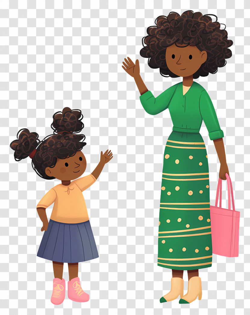 Mother And Daughter - Mother And Daughter Waving Together Transparent PNG