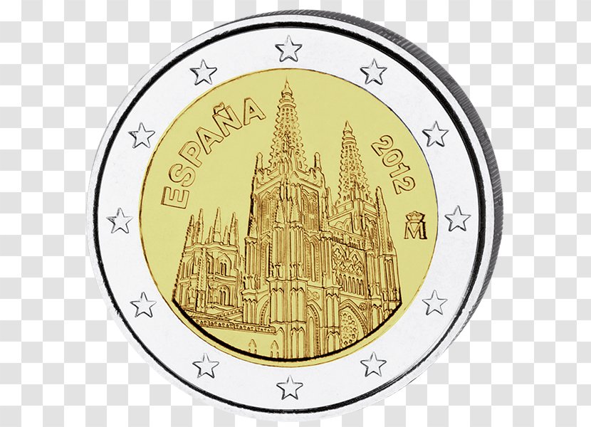 Burgos Cathedral 2 Euro Coin Commemorative Coins Spanish Transparent PNG