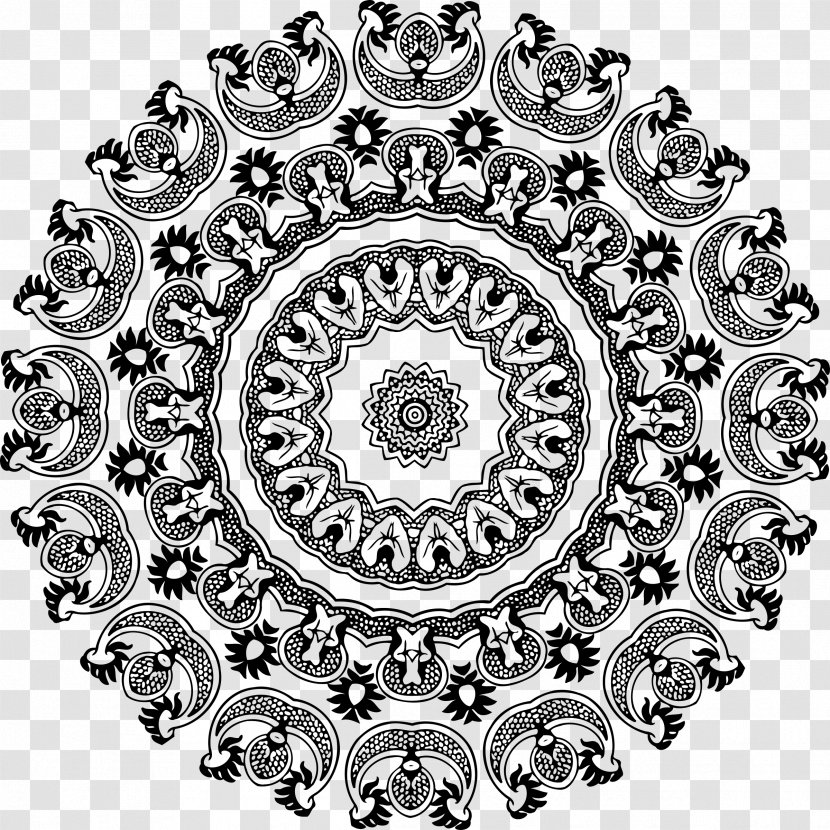 Black And White Floral Design Clip Art - Abstract Transparent PNG