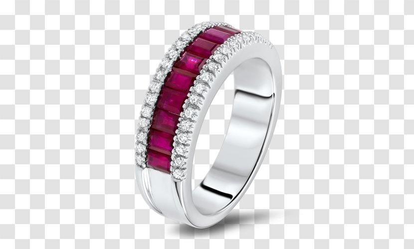 Wedding Ring Silver Product Design - Flower - Ruby Princess Crown Rings Transparent PNG