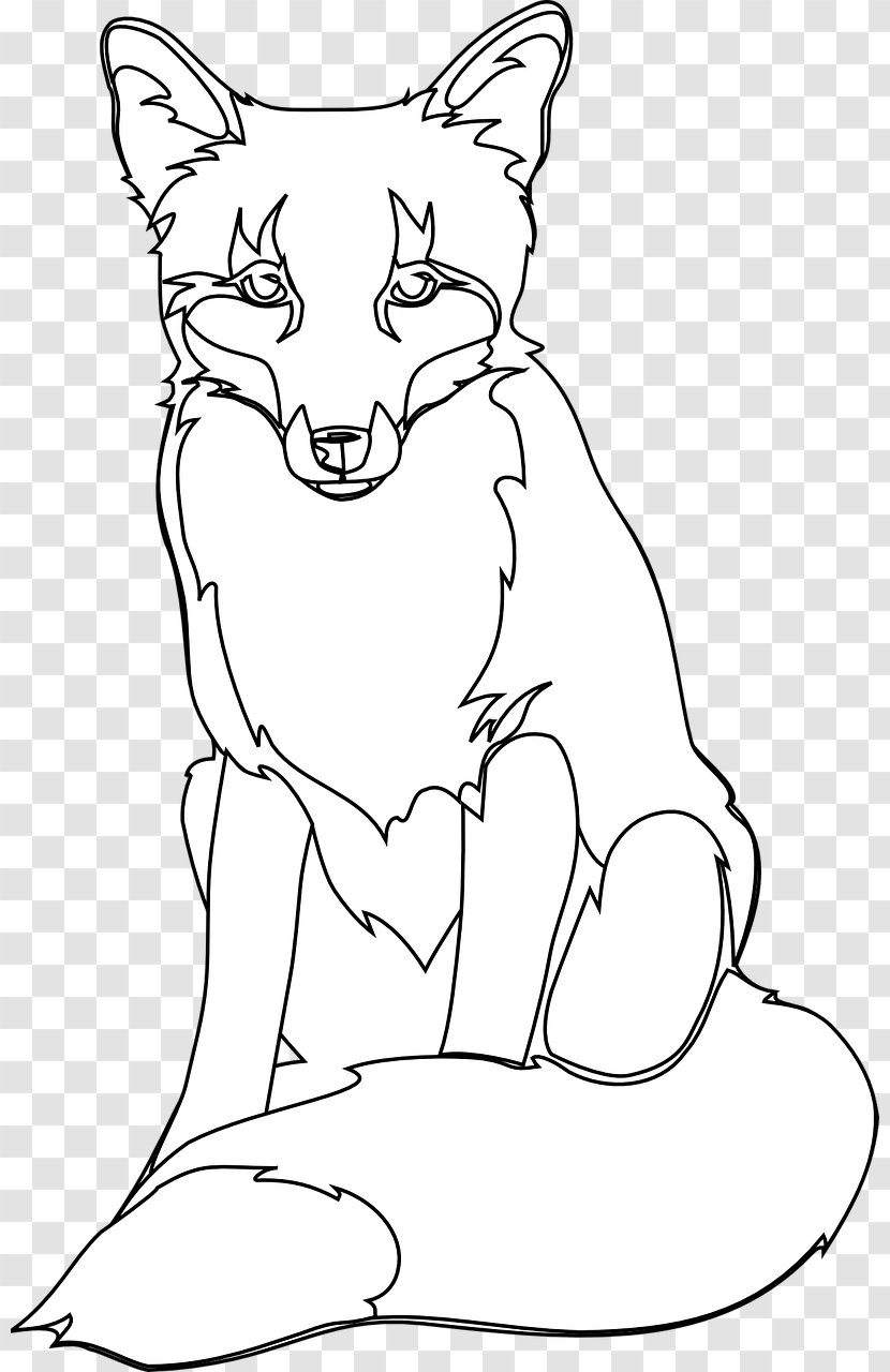 Red Fox Drawing Line Art Clip - Black And White Transparent PNG