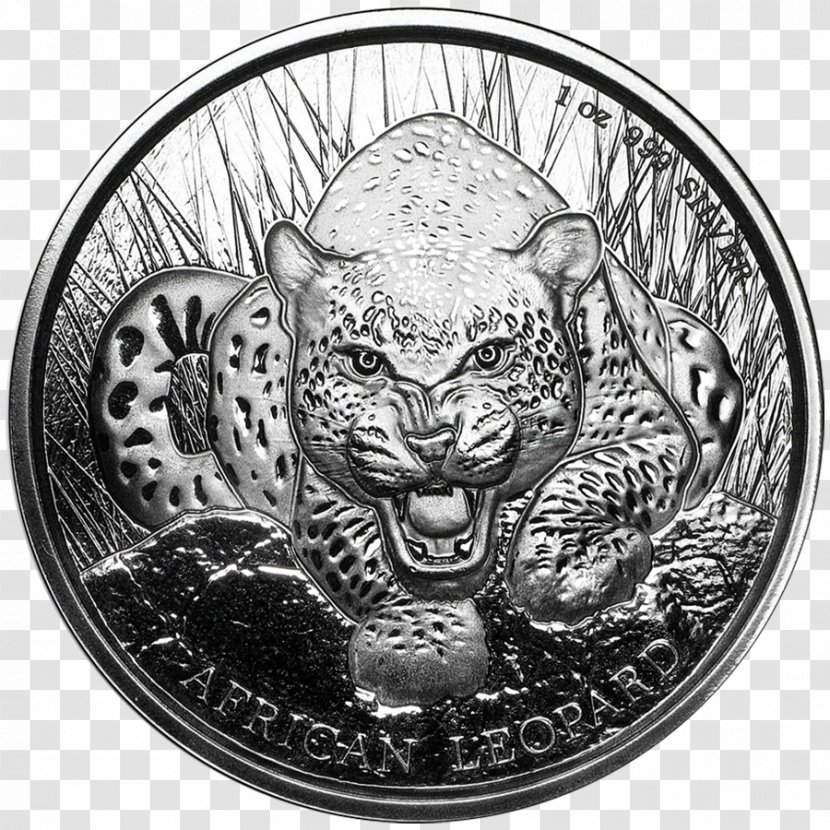 Ghana Silver Coin African Leopard - Gold Transparent PNG
