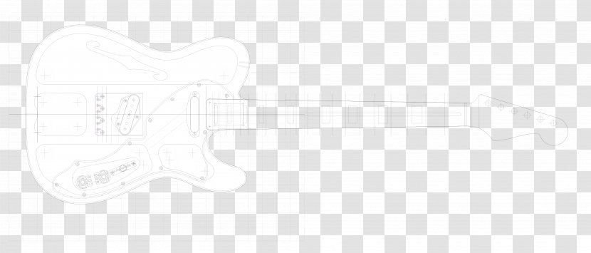 White Line Art - Hand - Guitar 2d Drawing Transparent PNG