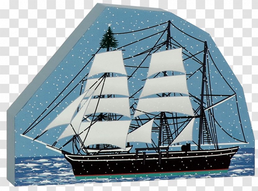 Sail Mystic Seaport Museum Charles W. Morgan Whaleship Barque - Tall Ship - Snowy Victorian Town Transparent PNG