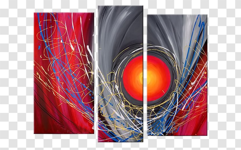 Oil Painting Abstract Art Triptych - Acrylic Paint Transparent PNG