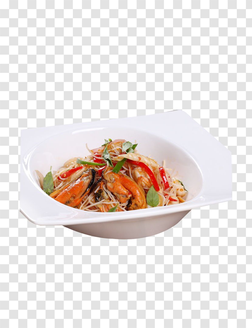 Thai Cuisine Seafood Japanese Caridea Rice Noodles - Bowl - Fried Transparent PNG