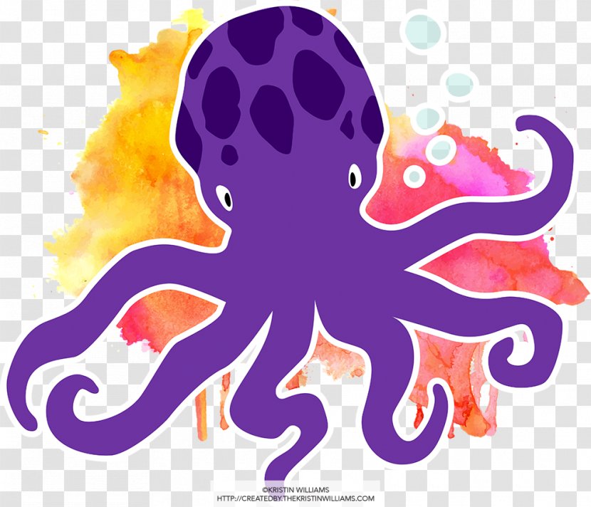 Graphic Design Art Octopus - Invertebrate - Watercolor Purple Transparent PNG
