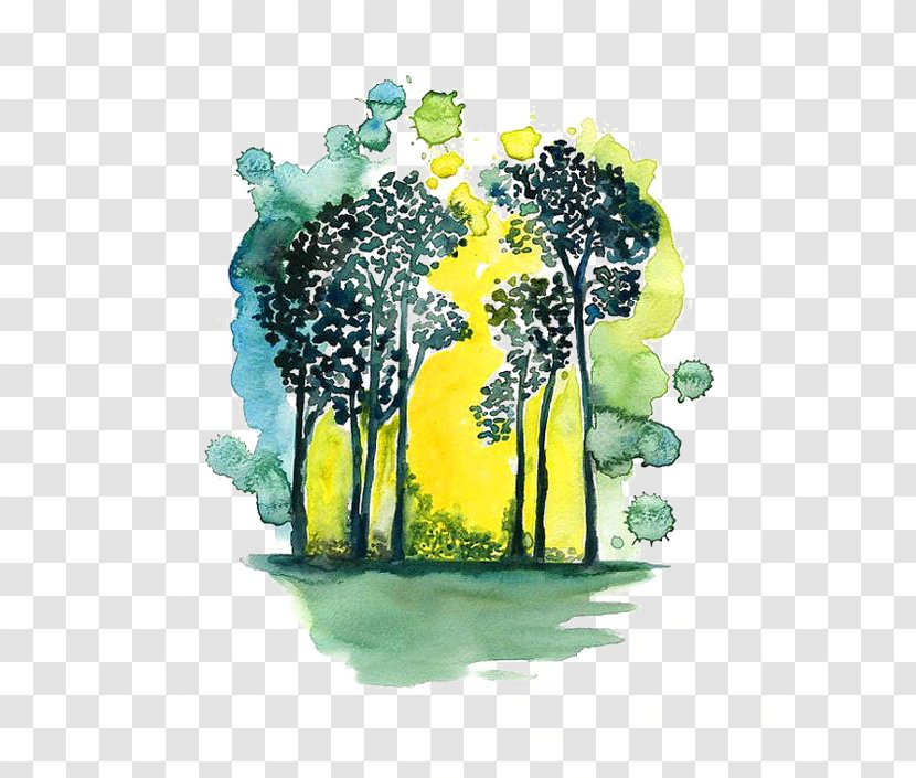 Paper Watercolor Painting Drawing Illustration - Postcard - Forest Transparent PNG
