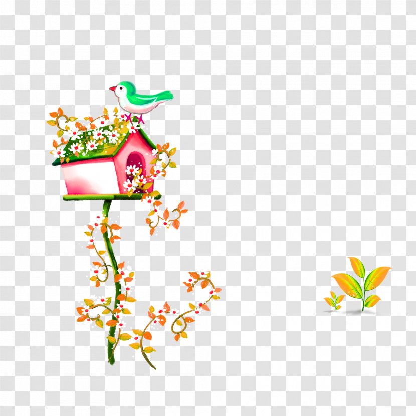 Bird Love Nest Box - Point - Cartoon Flower Hand Painted Decoration Pattern Transparent PNG