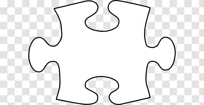 Jigsaw Puzzle Tangram Template Clip Art - Monochrome - Large Piece Transparent PNG