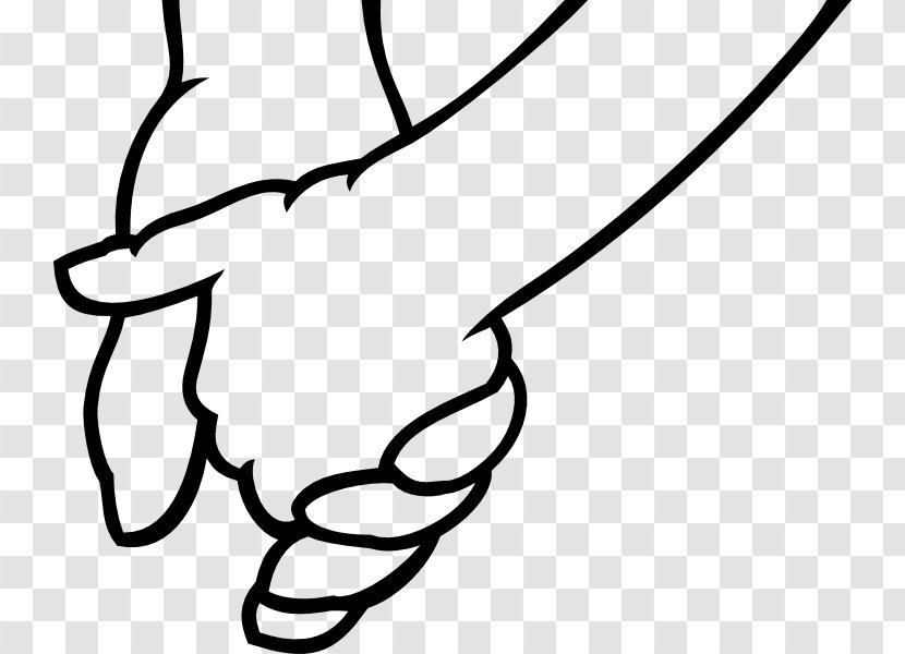 Hand Black And White Line Art Cartoon Clip - Smile - Holding Hands Transparent PNG