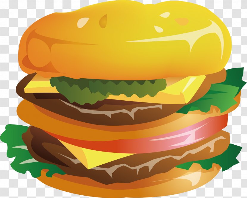 Hamburger McDonalds Big Mac Cheeseburger French Fries Fast Food - Veggie Burger - Vector Element Transparent PNG