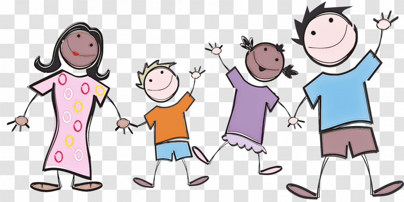 Cartoon People Social Group Child Line Transparent PNG