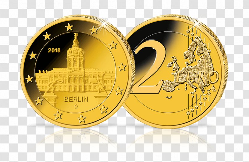 2 Euro Coin Brandenburg Gate Gold Coins - Charlottenburg Palace Transparent PNG