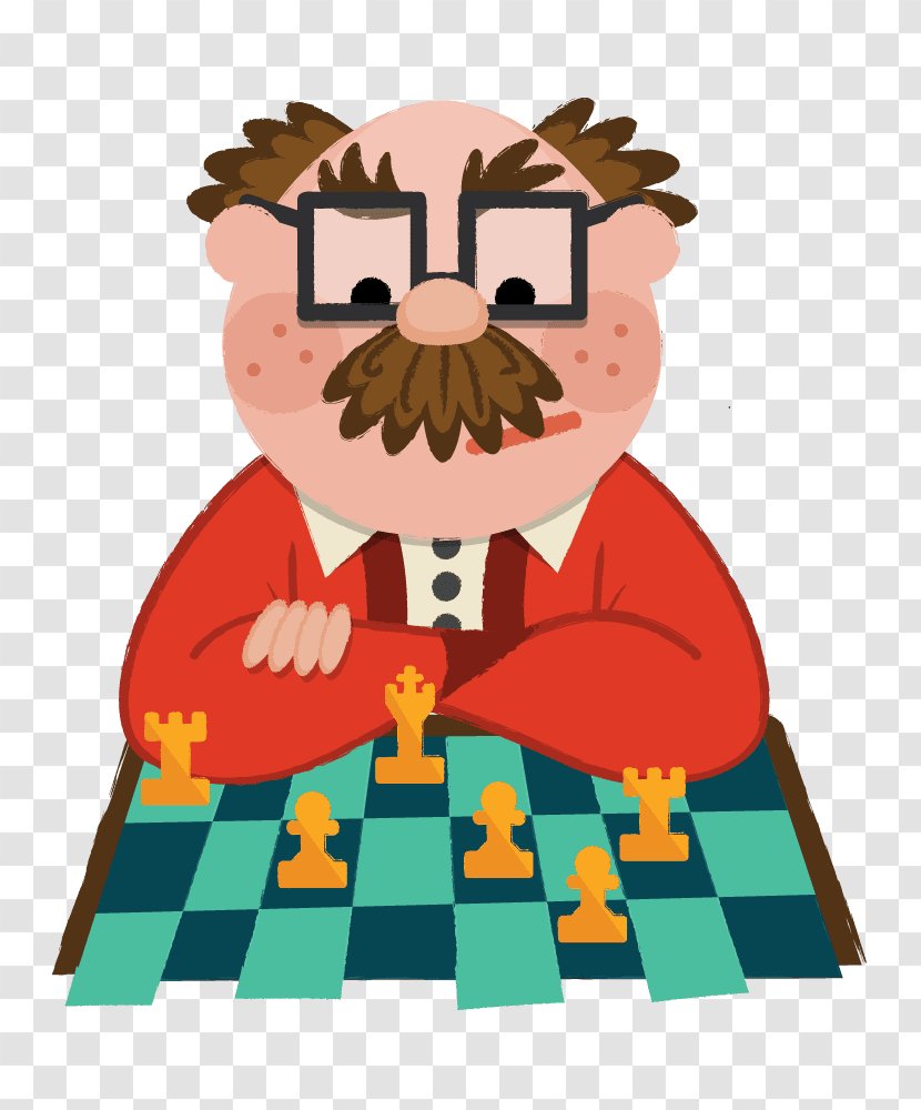 Flat Design Clip Art - Cartoon - Chess Grandfather Transparent PNG