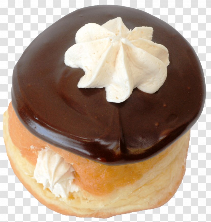 Boston Cream Doughnut Paula's Donuts Bavarian - Frozen Dessert - Donut Transparent PNG