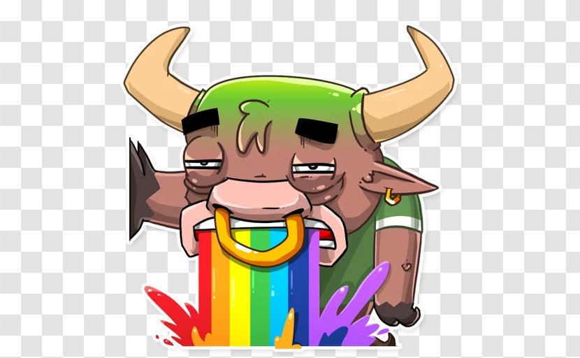 Telegram Sticker Character Clip Art - Cartoon - Bull Face Transparent PNG