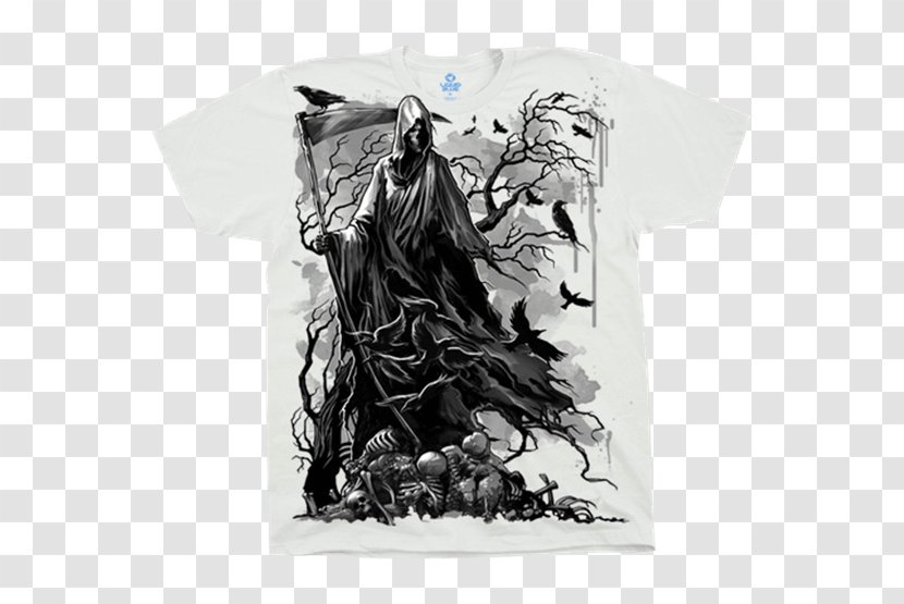 T-shirt Death Clothing Sleeve - T Shirt - Reaper Crows Transparent PNG