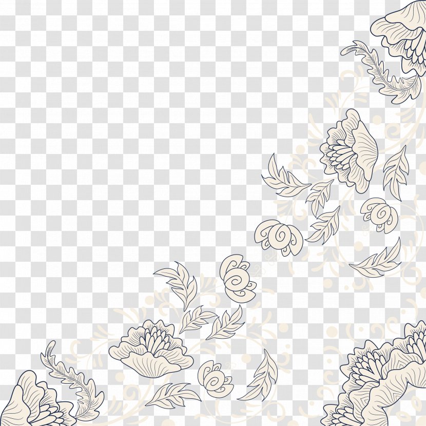 Simple Flower Lines - Pattern - Product Transparent PNG