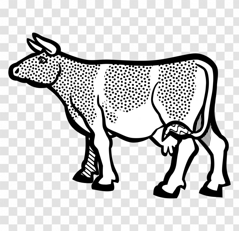 Cattle Drawing Clip Art - Black And White - Cow Transparent PNG