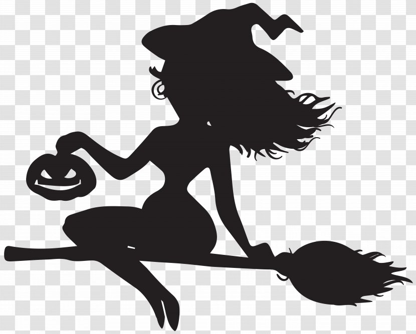 Witchcraft Broom Clip Art - Witch On Silhouette Transparent PNG