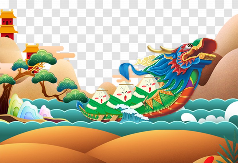 Zongzi Dragon Boat Festival U7aefu5348 Poster - Mythical Creature - Dumplings Illustration Background Transparent PNG