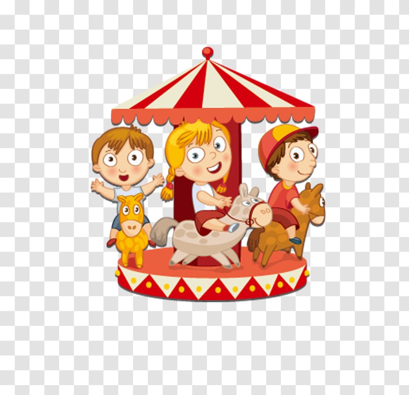 Stock Photography Carousel Royalty-free Clip Art - Cartoon Kindergarten Amusement Park Transparent PNG