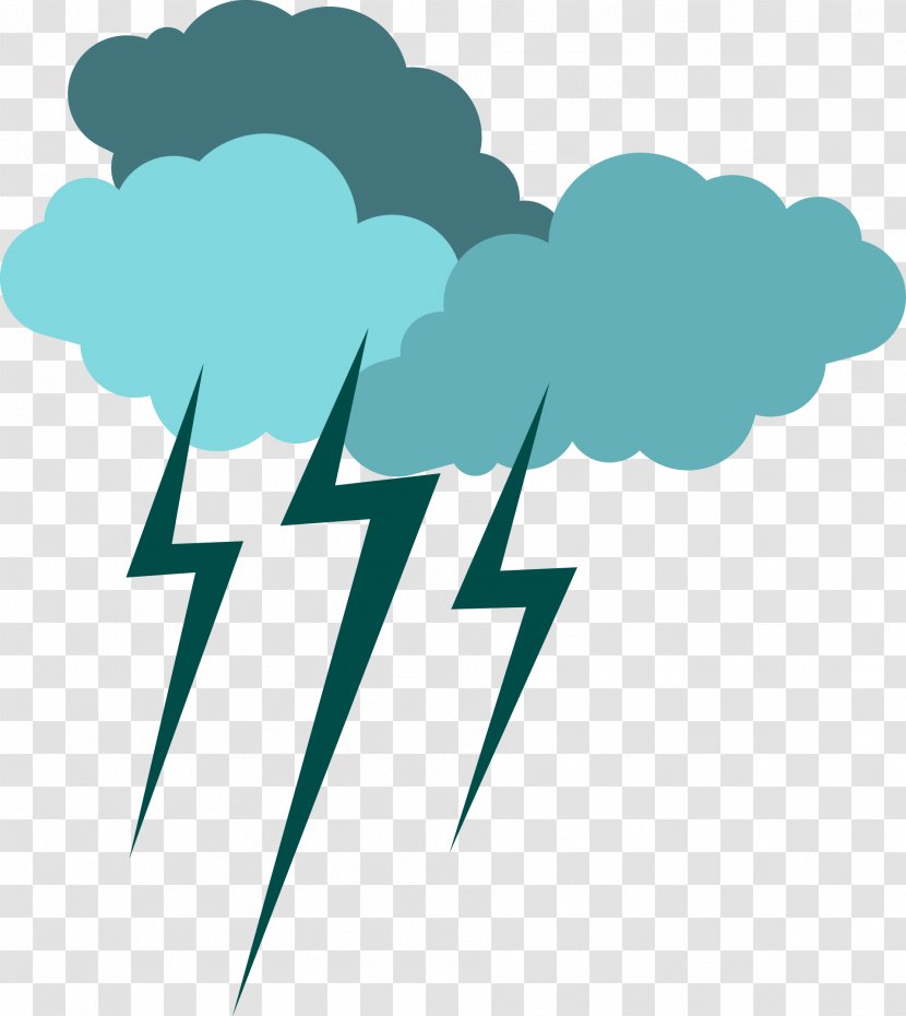 Blue Flat Lightning Weather Icon - Color Transparent PNG