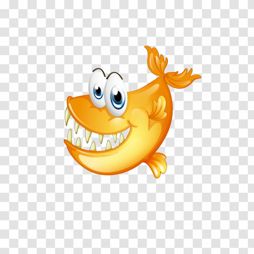 Piranha Cartoon - Fish - Yellow Teeth Transparent PNG