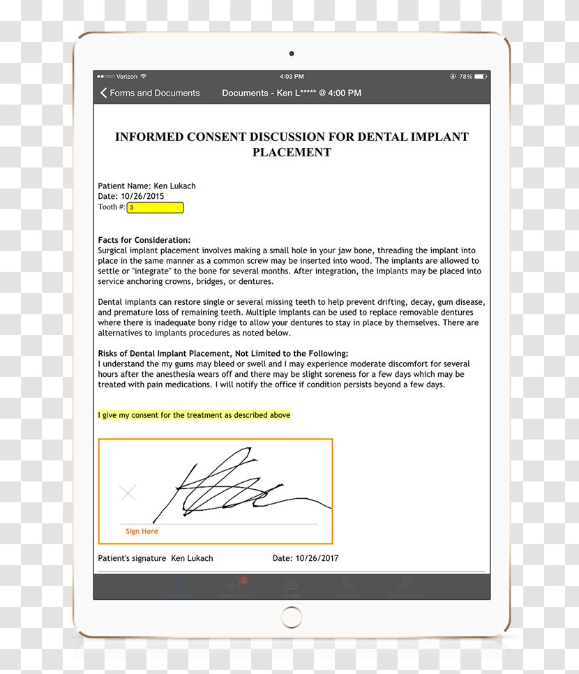 Informed Consent Paper Web Page IPad Transparent PNG