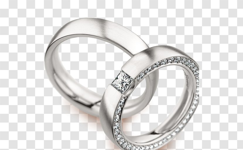 Wedding Ring Silver Jewellery - Princess Cut Transparent PNG