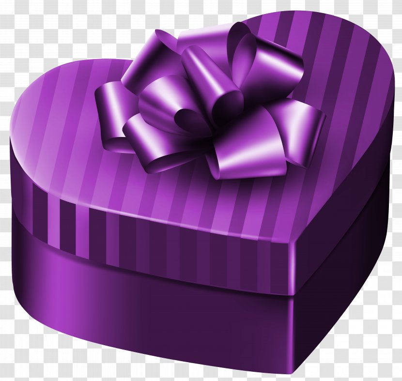 Gift Box Purple Clip Art - Luxury Heart Clipart Image Transparent PNG