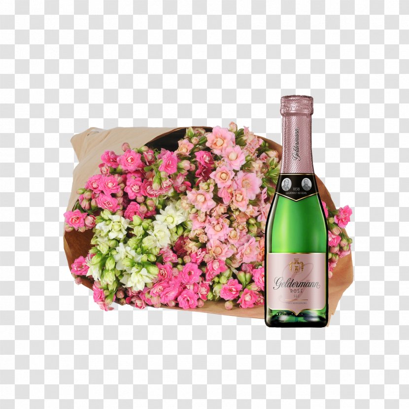 Champagne Wine Glass Bottle Cut Flowers - Drinkware Transparent PNG