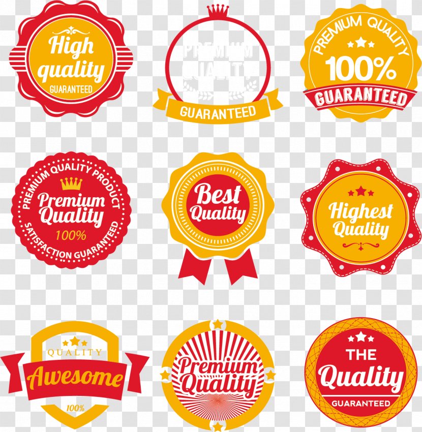 Yellow Red Clip Art - Text - Nine Badge Warranty Transparent PNG