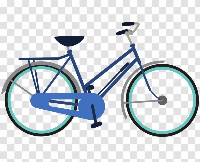 City Bicycle Roadster Cycling Mountain Bike - Saddle - Vector Cartoon Blue Transparent PNG