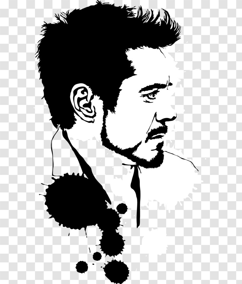 Iron Man Art Silhouette Pepper Potts Drawing - Black - Robert Downey Jr Transparent PNG